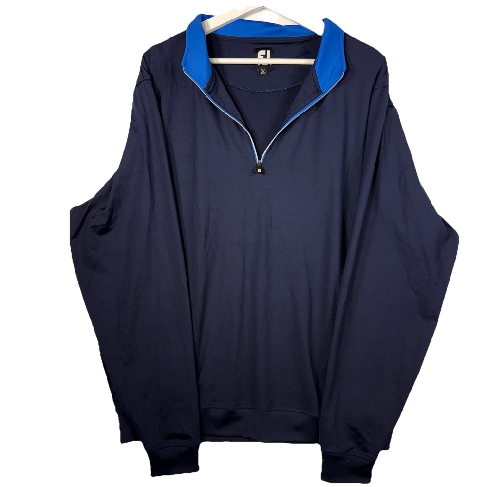 FJ Mens XL Navy Blue 1/4 Zip Long Sleeve Golf PerformancePullover Jacket Stretch